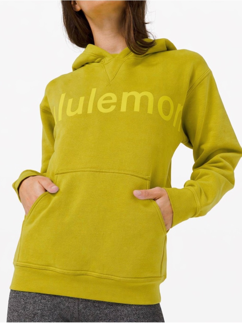 LULULEMON ALL YOURS GRAPHIC HOODIE YELLOW GREEN / CHARTREUSE SIZE 10